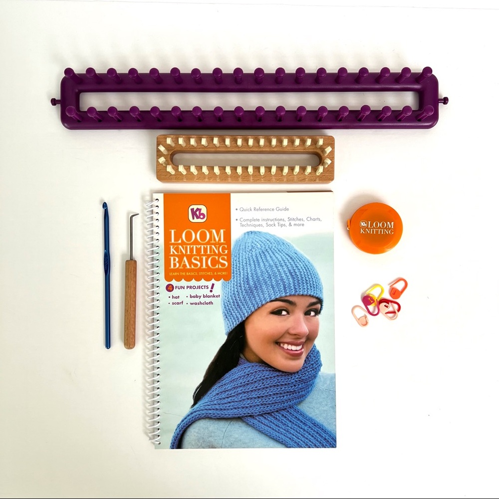 Kb Loom Knitting Basics and Boye Long Knitting Loom Bundle